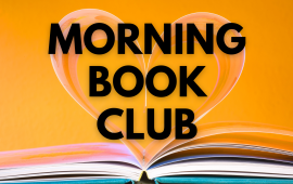 Morning book club heart book yellow background