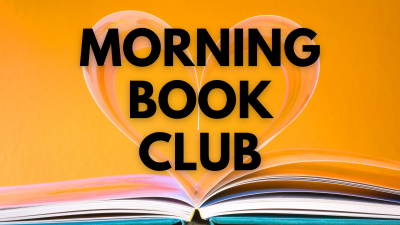 Morning book club heart book yellow background